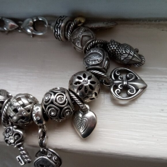 Brighton  charm bracelet loaded with 19 charms  beads 2 stoppers - Picture 10 of 14